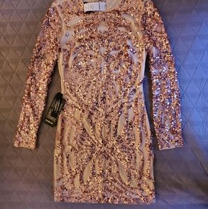 Bebe sequin mesh midi dress